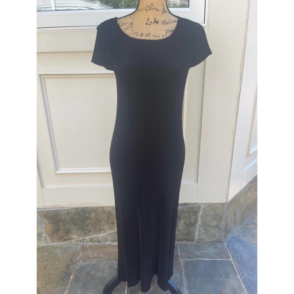 VANITE COUTURE BLACK PLEATED FABRIC BLACK DRESS SIZE ONE SIZE (DR900 - Picture 1 of 8